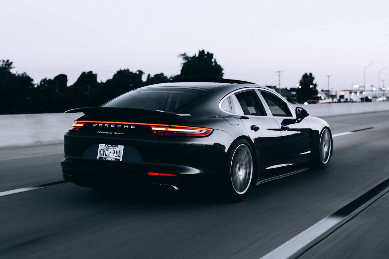 Performance car tested on the road